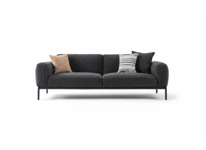 Élégant canapé rembourré 3 places en tissu gris moderne