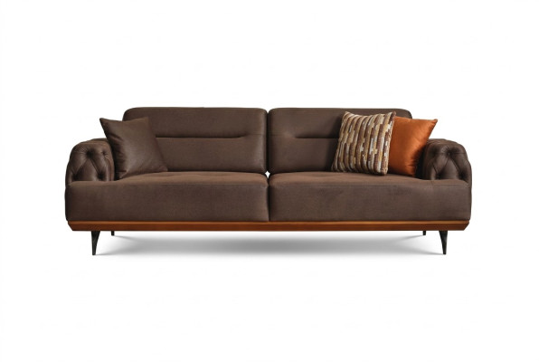 Canapé rembourré Canapé trois places Canapé 3 places Canapé en tissu marron Tissu moderne