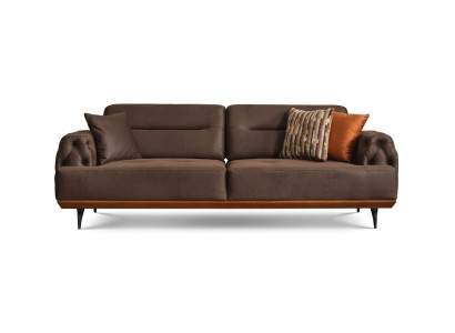 Canapé rembourré Canapé trois places Canapé 3 places Canapé en tissu marron Tissu moderne