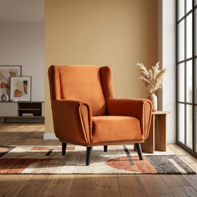 Fauteuil 1 place en tissu orange design fauteuil club moderne