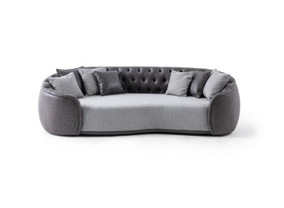 Élégance intemporelle Canapé Chesterfield 3 places Canapé en tissu gris 3 places Canapé rembourré en tissu