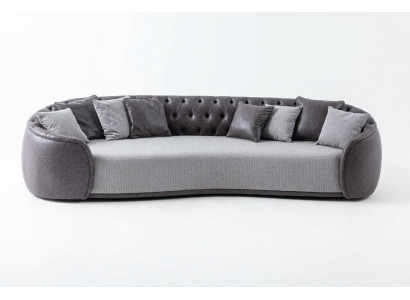 Canapé Chesterfield 4 places en tissu gris, canapé 4 places en tissu, canapé rembourré en tissu