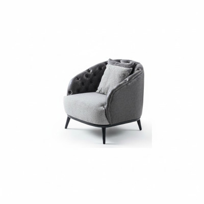 Fauteuil design à un seul siège en tissu gris style Chesterfield