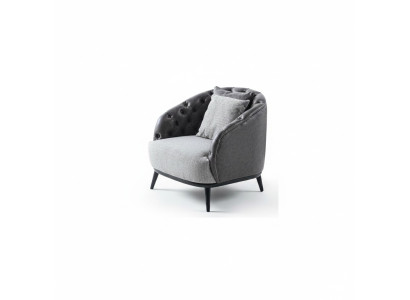 Fauteuil design à un seul siège en tissu gris style Chesterfield