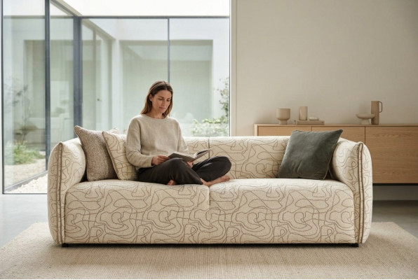 Canapé 3 places Beige en tissu Canapé moderne rembourré en tissu neuf