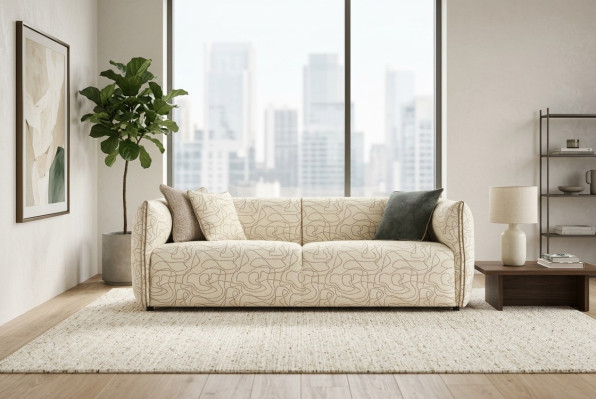 Canapé 3 places Beige en tissu Canapé moderne rembourré en tissu neuf