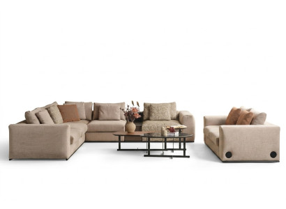 Canapé d'angle en forme de L Grand canapé paysager Beige Moderne Canapé rembourré