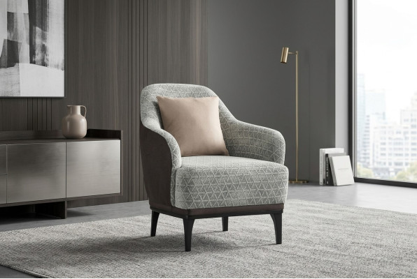 Fauteuil Wing Chair 1 place Fauteuil simple en tissu gris Design moderne