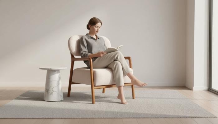 Fauteuil moderne une place 1 place Fauteuil en tissu beige Fauteuil club design