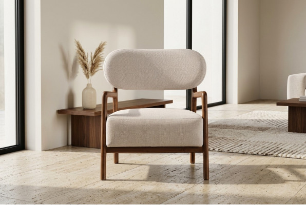 Fauteuil moderne une place 1 place Fauteuil en tissu beige Fauteuil club design
