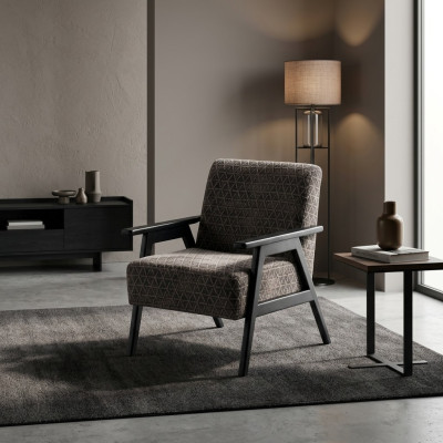 Fauteuil de salon une place 1 place en tissu gris classique neuf
