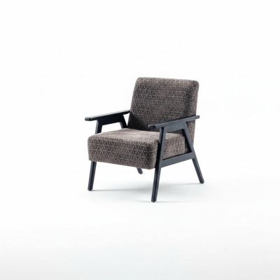Fauteuil de salon une place 1 place en tissu gris classique neuf