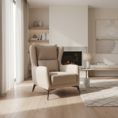 Fauteuil de luxe une place 1 place Fauteuil en tissu beige Salon moderne