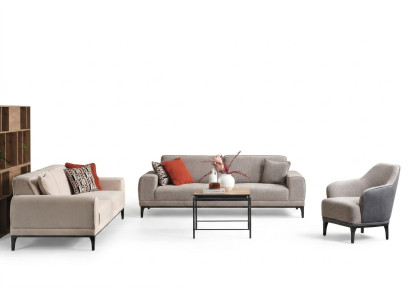 Suite canapé 3 places, canapé 2 places, fauteuil en tissu gris, ensemble de canapés en tissu gris 3+2+1