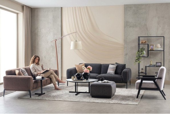 Ensemble de canapé Trois places Fauteuil Canapé Tissu Canapé en tissu multicolore Ensemble de canapé 3+3+1