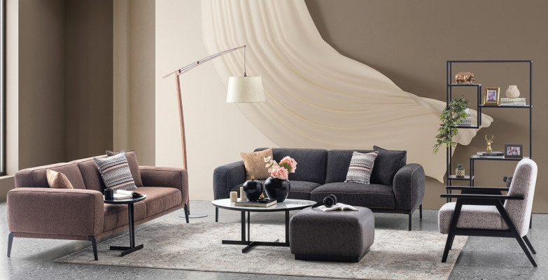 Ensemble de canapé Trois places Fauteuil Canapé Tissu Canapé en tissu multicolore Ensemble de canapé 3+3+1