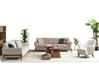Ensemble de canapé trois places fauteuil canapé en tissu beige ensemble de canapé en tissu 4 pièces 3+3+1+1