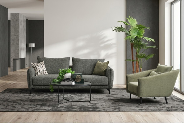 Salon Ensemble Canapé Trois places Fauteuil Canapé en tissu gris Ensemble de canapés 3+1 places