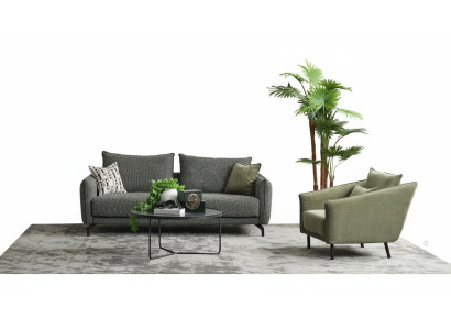 Salon Ensemble Canapé Trois places Fauteuil Canapé en tissu gris Ensemble de canapés 3+1 places
