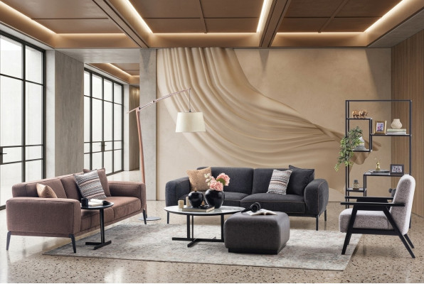 Ensemble de canapés trois places fauteuil en tissu canapé 4 pièces canapé en tissu multicolore 3+3+1+1.