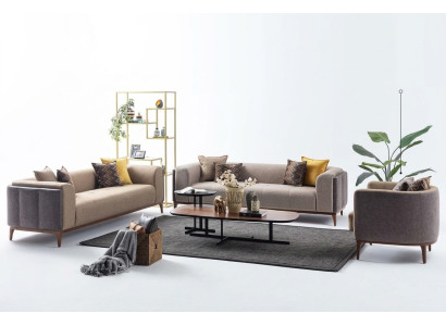 Canapé en tissu beige 4 places 3 places Fauteuil Ensemble de canapés en tissu