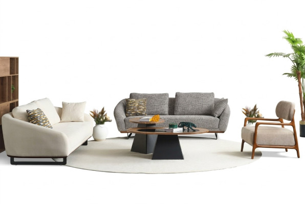 Ensemble de canapé trois places, fauteuil, canapé en tissu beige Ensemble de canapés en tissu gris 3+3+1