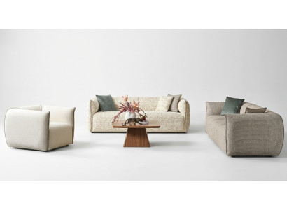 Ensemble de canapé trois places, fauteuil, canapé en tissu beige, canapé en tissu quatre places 4+3+1.