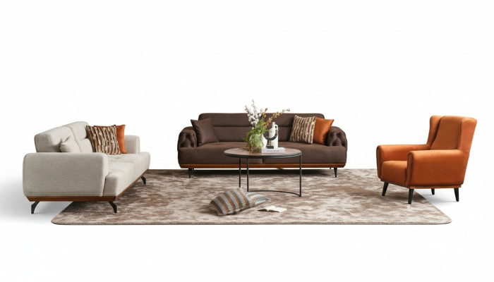 Ensemble de canapé trois places fauteuil canapé en tissu 4 pièces canapé en tissu multicolore 3+3+1+1