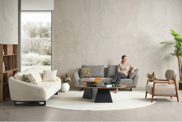 Canapé Mega Suite Trois places Fauteuil Canapé en tissu Canapé capitonné Canapé 3+3+1+1