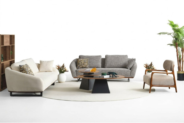 Canapé Mega Suite Trois places Fauteuil Canapé en tissu Canapé capitonné Canapé 3+3+1+1