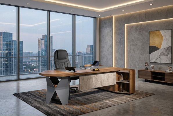 Bureau Bureau d'angle Table de travail Bureau Bois Marron