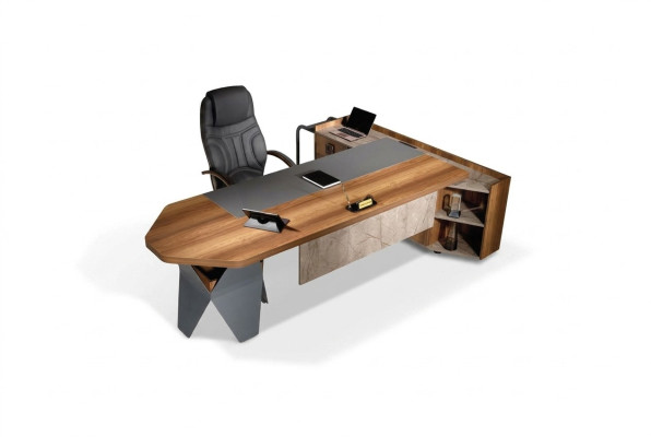 Bureau Bureau d'angle Table de travail Bureau Bois Marron