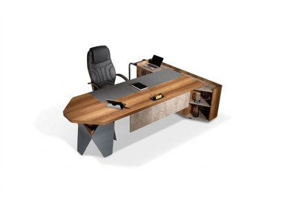 Bureau Bureau d'angle Table de travail Bureau Bois Marron