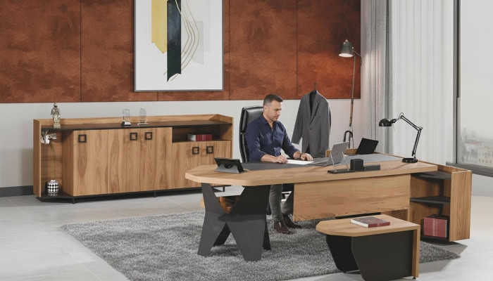Suite Bureau Suite de bureau Ensemble de bureau 4 pièces Bois Marron Grande commode