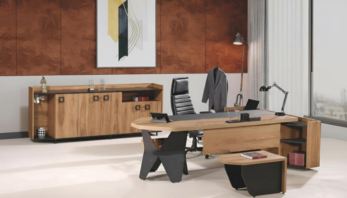Suite Bureau Suite de bureau Ensemble de bureau 4 pièces Bois Marron Grande commode