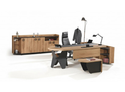 Suite Bureau Suite de bureau Ensemble de bureau 4 pièces Bois Marron Grande commode