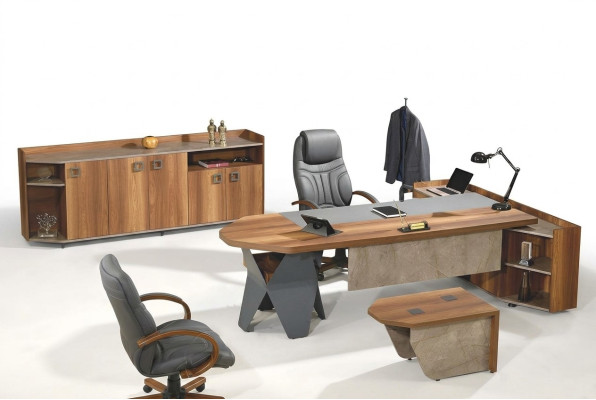 Pour acquérir: Ensemble de bureau complet, ensemble de bureau de bureau 4 pièces, bois marron, grand tiroir.