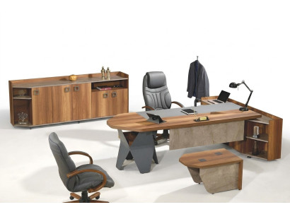 Pour acquérir: Ensemble de bureau complet, ensemble de bureau de bureau 4 pièces, bois marron, grand tiroir.