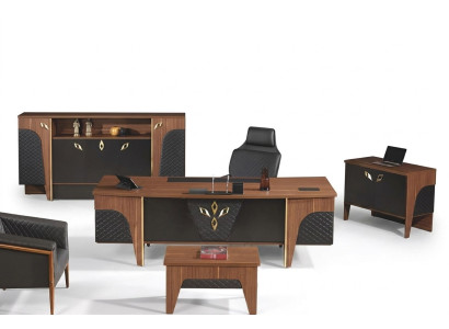 Bureau complet Ensemble de bureau 4 pièces Bois Marron Luxe Grand