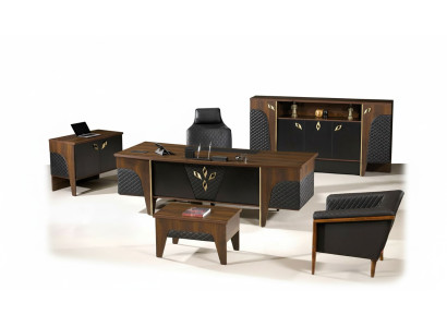 Mobilier de bureau Bureau complet Bureau de bureau Ensemble de bureau 4 pièces Bois Marron