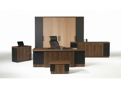 Bureau de bureau Mobilier de bureau Ensemble de bureau complet 4 pièces Bois Marron Bureau