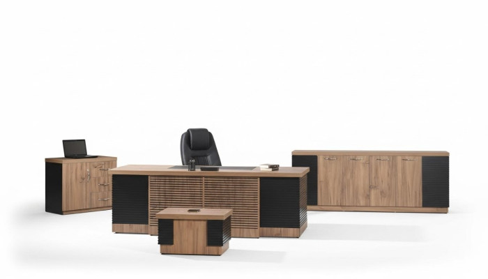 Meubles de salle d'étude Bureau Bureau Ensemble 4pcs Bois Marron