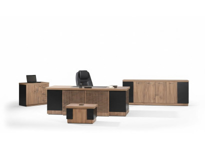 Meubles de salle d'étude Bureau Bureau Ensemble 4pcs Bois Marron