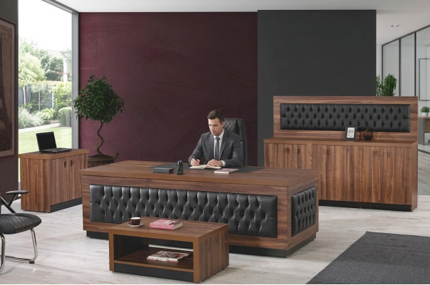 Meubles de bureau de luxe Ensemble de bureau complet Ensemble de bureau 4 pièces Bois Marron