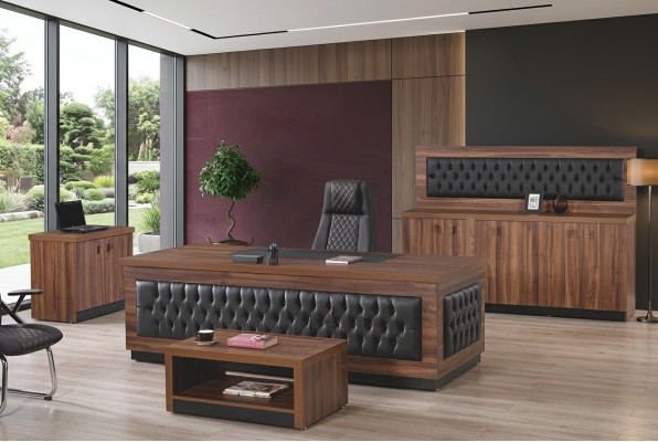 Meubles de bureau de luxe Ensemble de bureau complet Ensemble de bureau 4 pièces Bois Marron