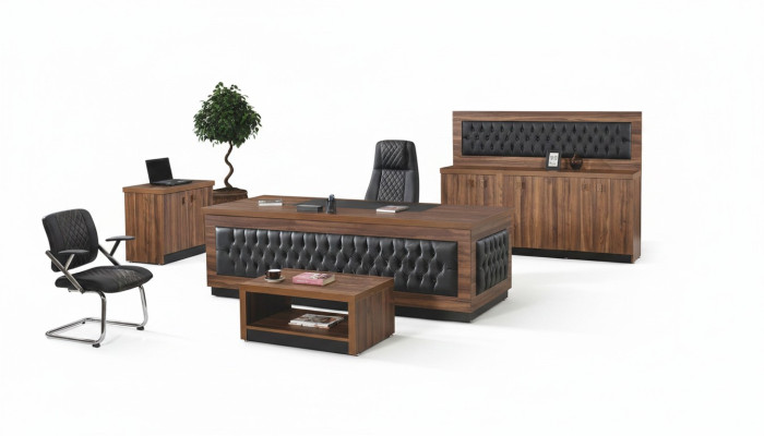 Meubles de bureau de luxe Ensemble de bureau complet Ensemble de bureau 4 pièces Bois Marron