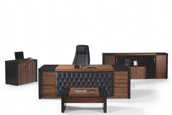 Bureau Mobilier de bureau Ensemble de bureau complet 4 pièces Bois Marron Bureau