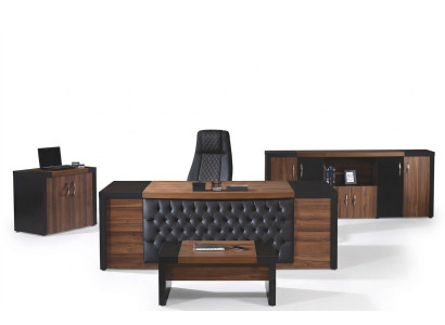 Bureau Mobilier de bureau Ensemble de bureau complet 4 pièces Bois Marron Bureau