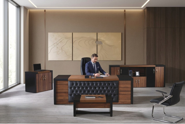 Möbel für das Arbeitszimmer Schreibtisch Schreibtisch-Set 4-teilig Holz Braun