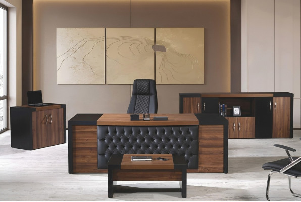 Möbel für das Arbeitszimmer Schreibtisch Schreibtisch-Set 4-teilig Holz Braun